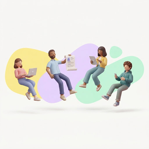 Illustration of professionals browsing job listings